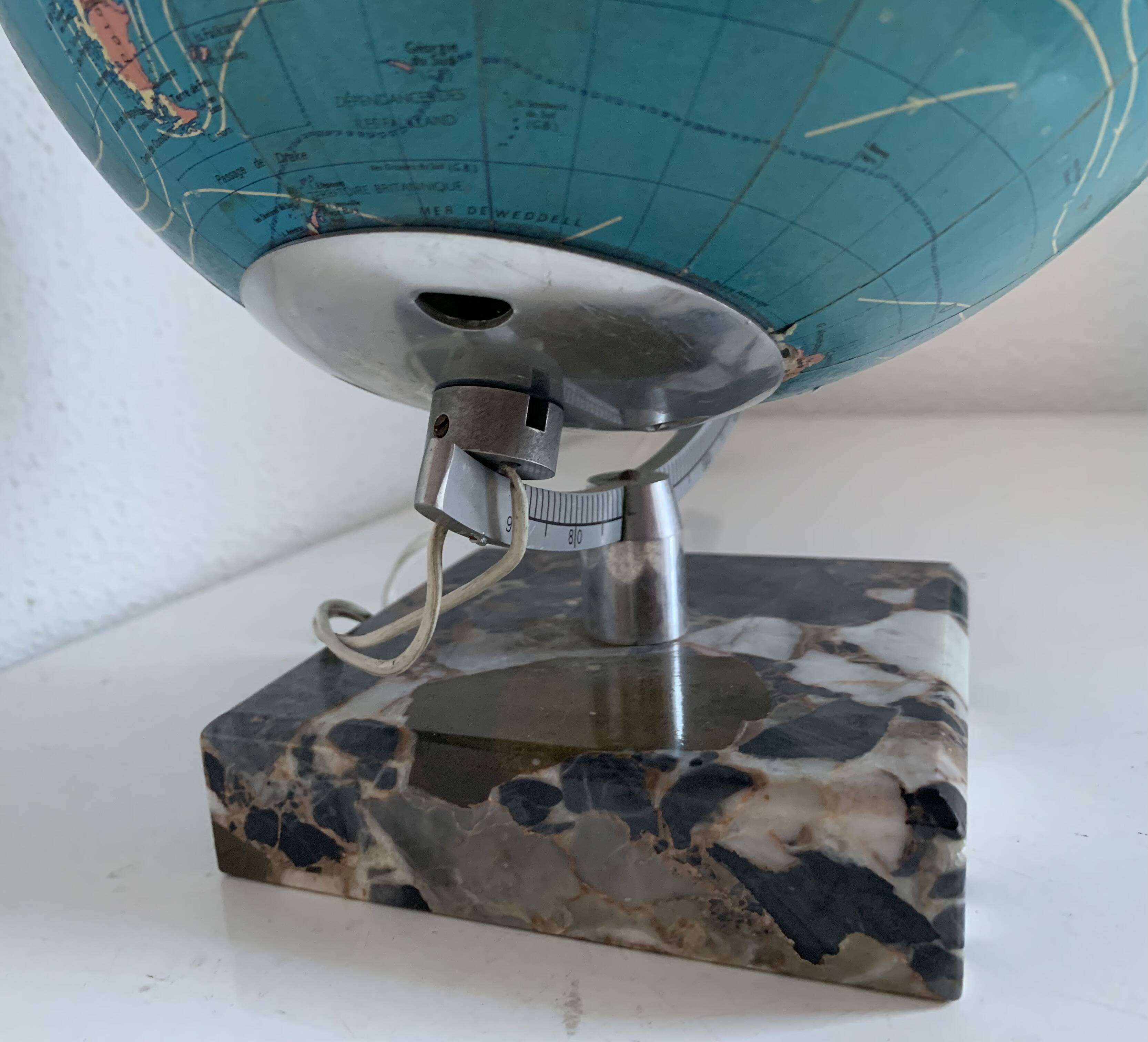 Vintage 1976 Terrestrial Globe Taride Glass Marble World Map - 30 cm