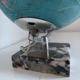 Globe terrestre, mappemonde Taride en verre et marbre, 1976