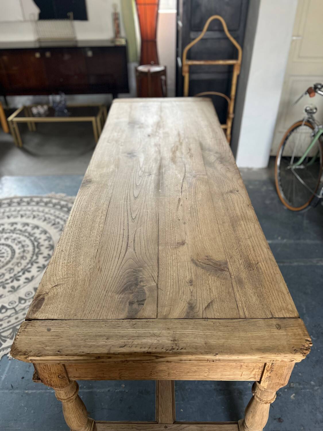 Old 19th century oak farm table