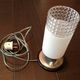 Tube bedside lamp with bi-material/vintage glass lampshade, 60/70s