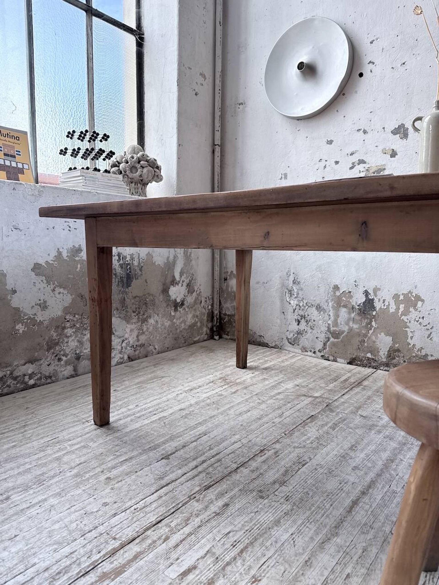Farm table pitch pine 2 x 1 m from the 1950s