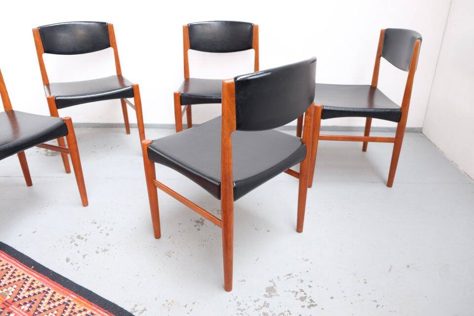 Mid Century Teak Jalk Glostrup Chairs 1960s Retro Vintage (6 pcs)