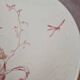 Large footed compote Gien model Iris with red floral decoration.