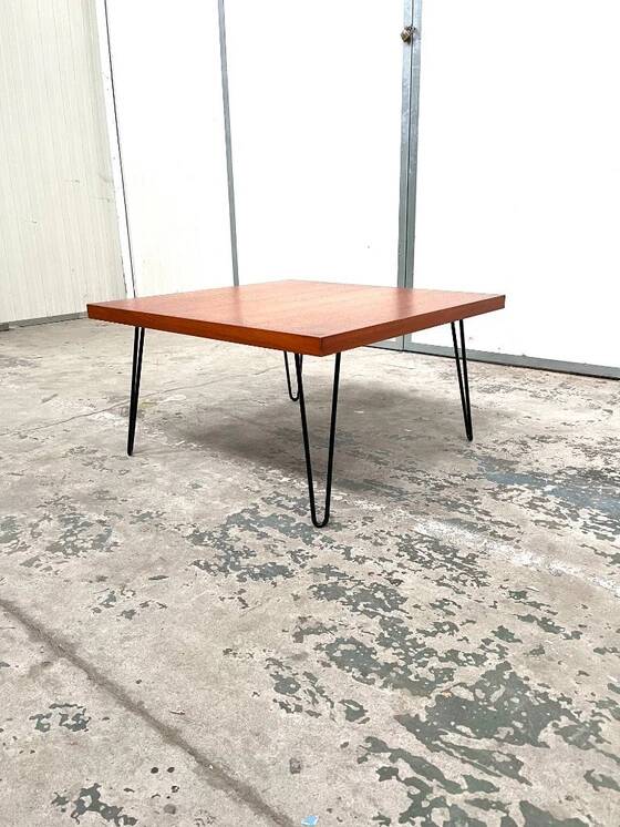 Teak coffee table with hairpin legs
