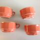 Bistro style four-mugs suite orange-pink by Apilco /vintage 70-80
