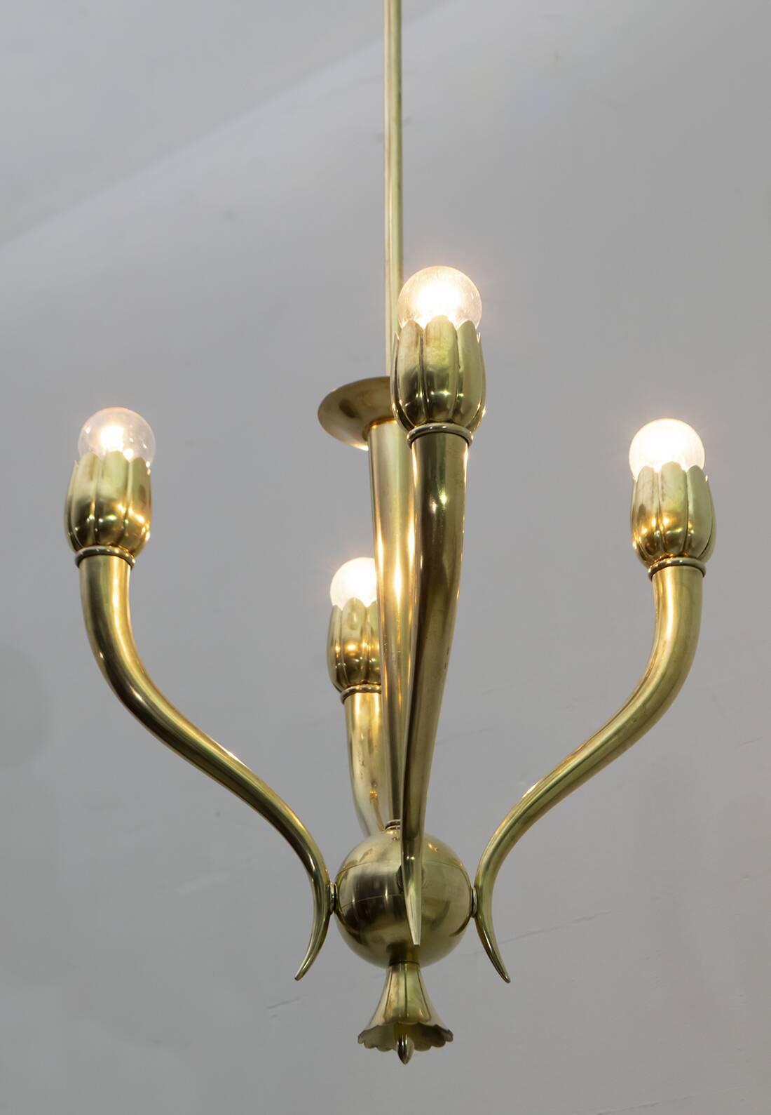 Art Deco Italian Brass Chandelier, 1940s