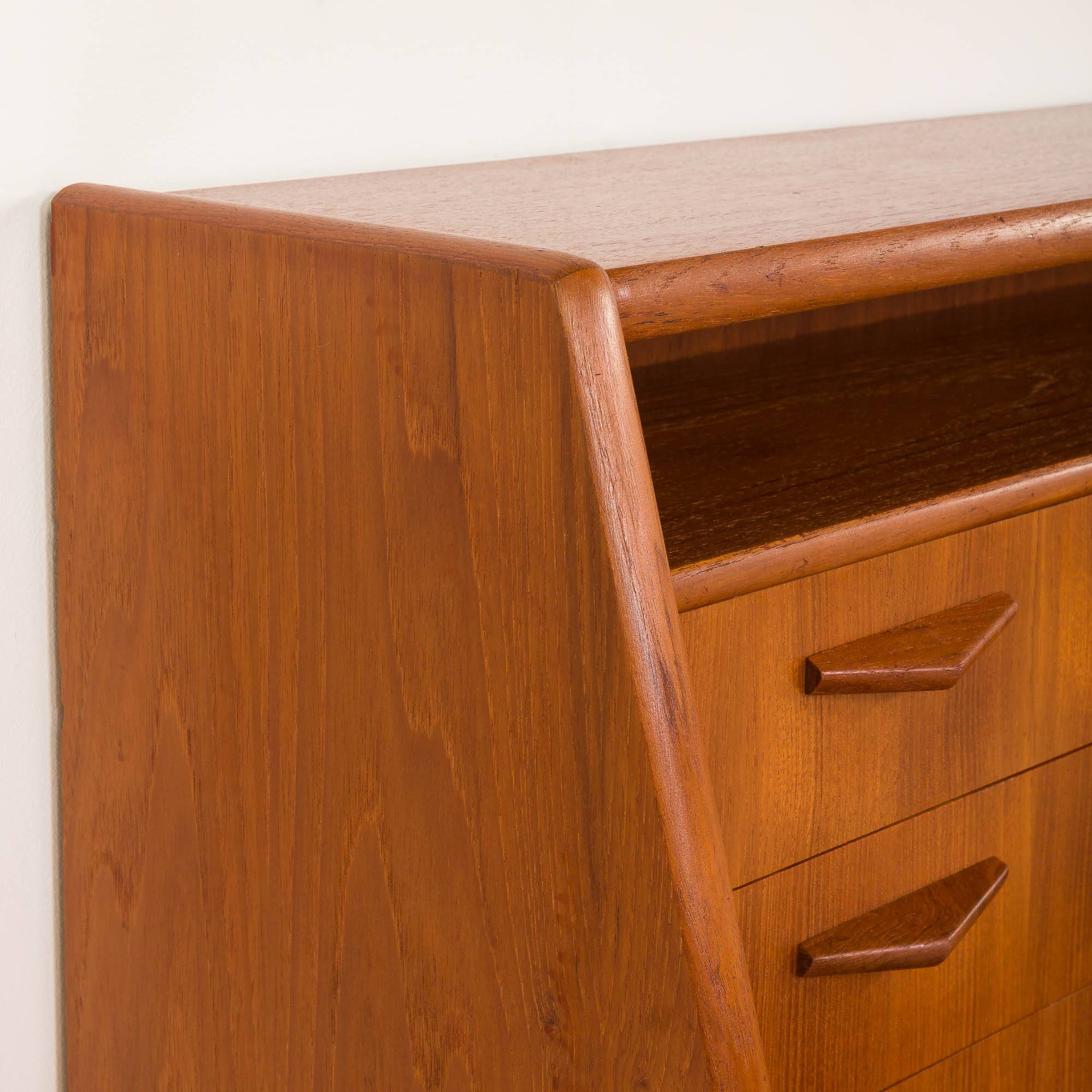 Danish teak mid century modern secretaire cabinet with a desk and vanity
