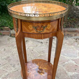 Marquetry pedestal table