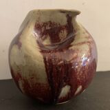 Vase soliflore français Lucette Pillet en grès rouge sang de boeuf, 1980