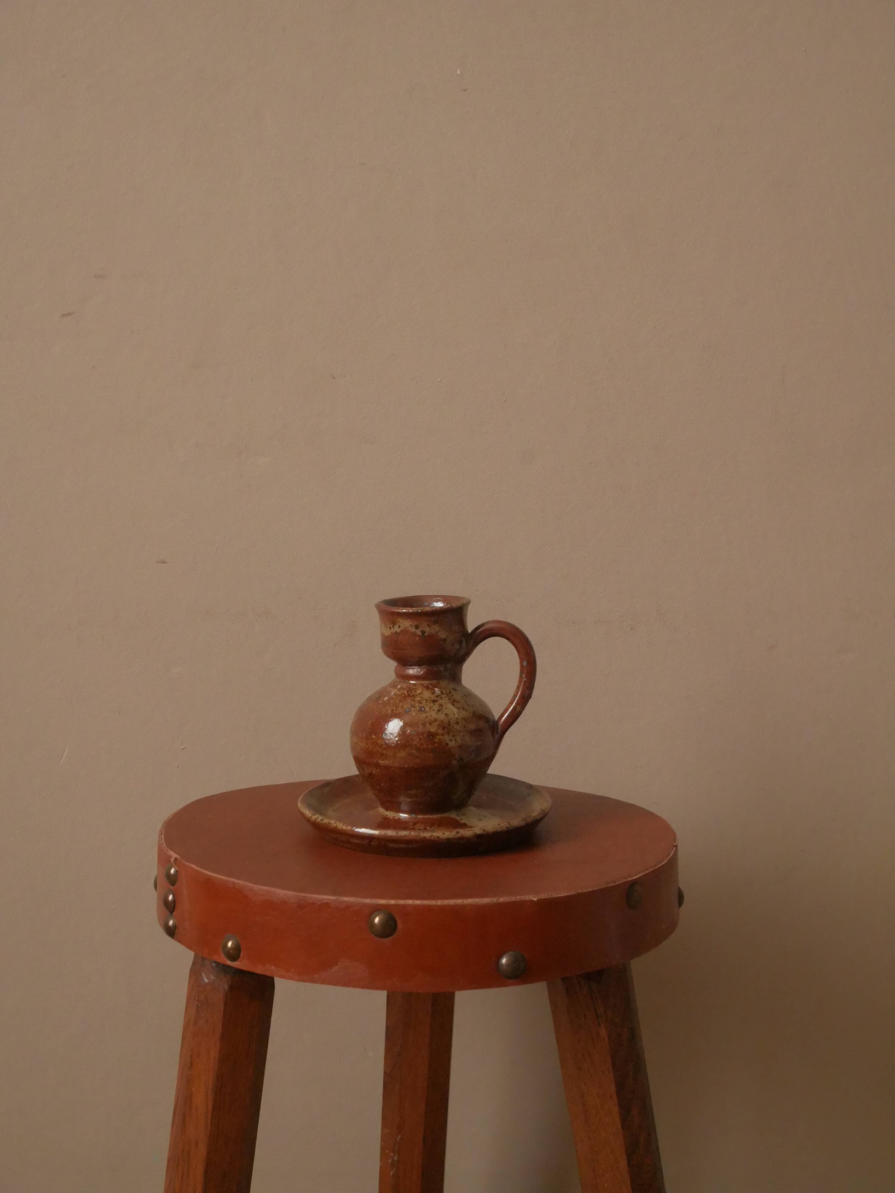 Soliflore candle holder in vintage stoneware ceramic handmade pottery Scandinavian country spirit