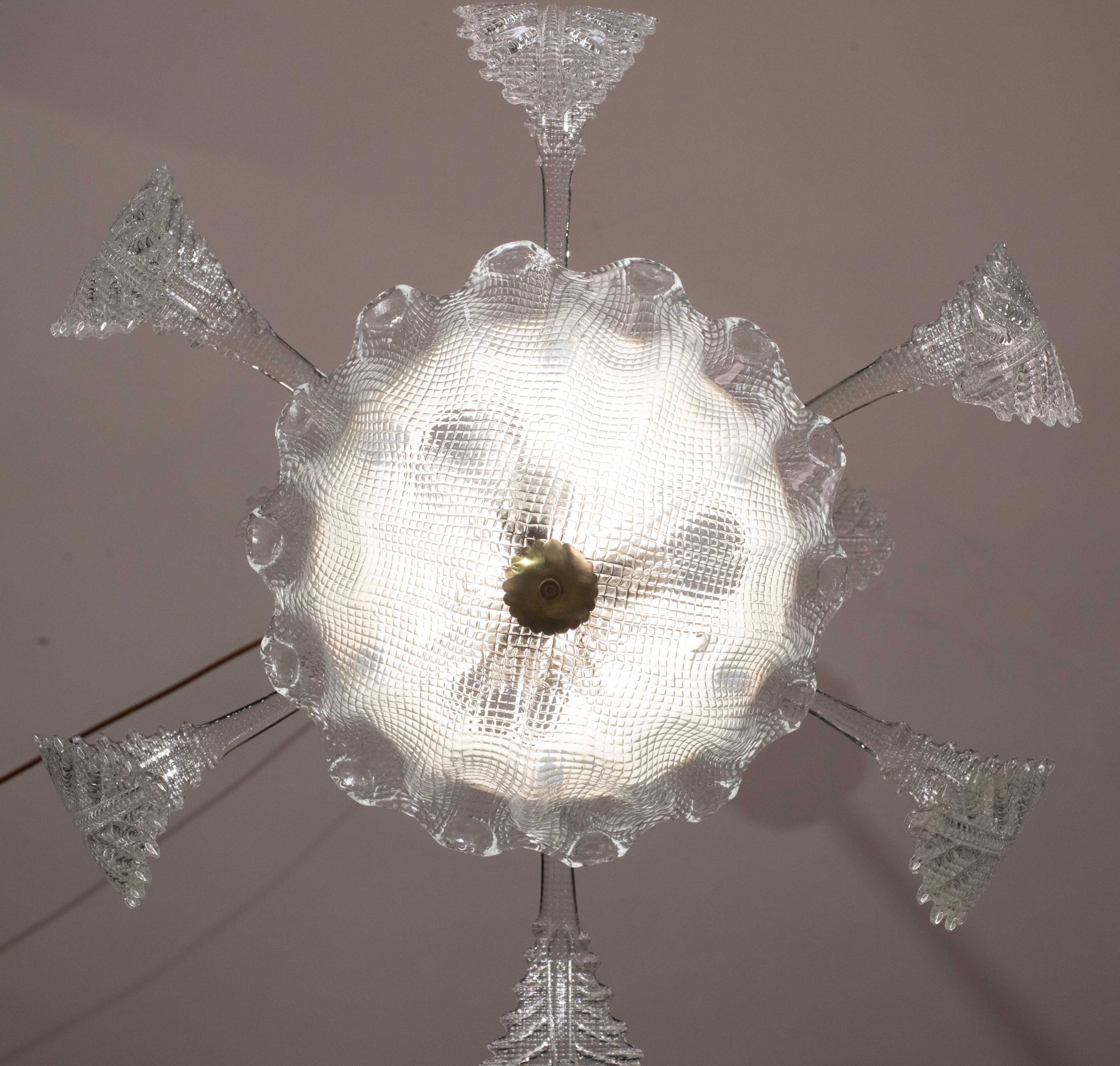 Art Decò, Barovier & Toso Chandelier, Murano Glass, 1950s