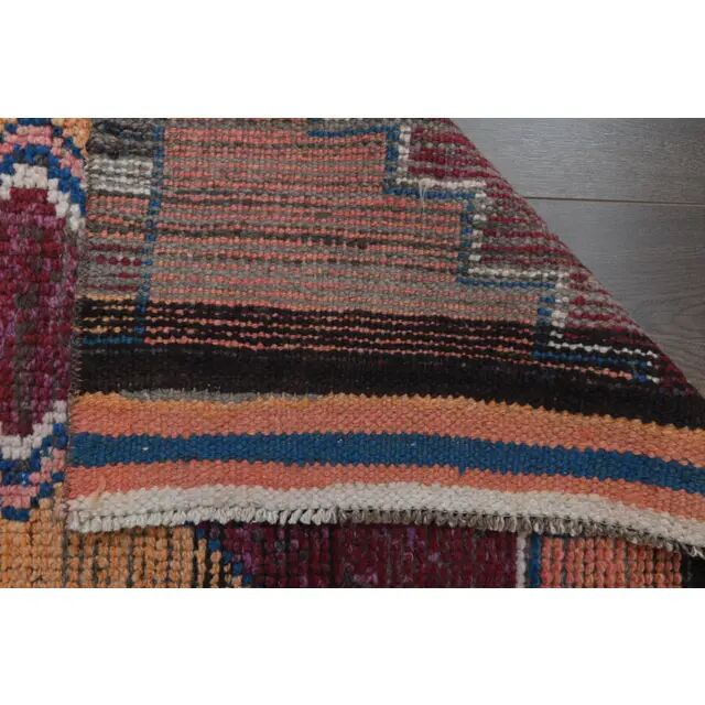 1970s Vintage Turkish Oushak Handmade Wool Cotton Pink Runner Rug 90x317