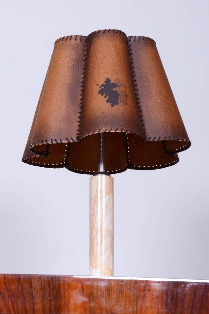 Lampe de table Art Déco tchèque en marbre et chrome, années 1920