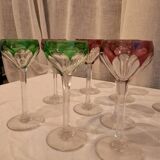 Series of 9 port glasses in cut and colored crystal, Saint-Louis, Bristol model