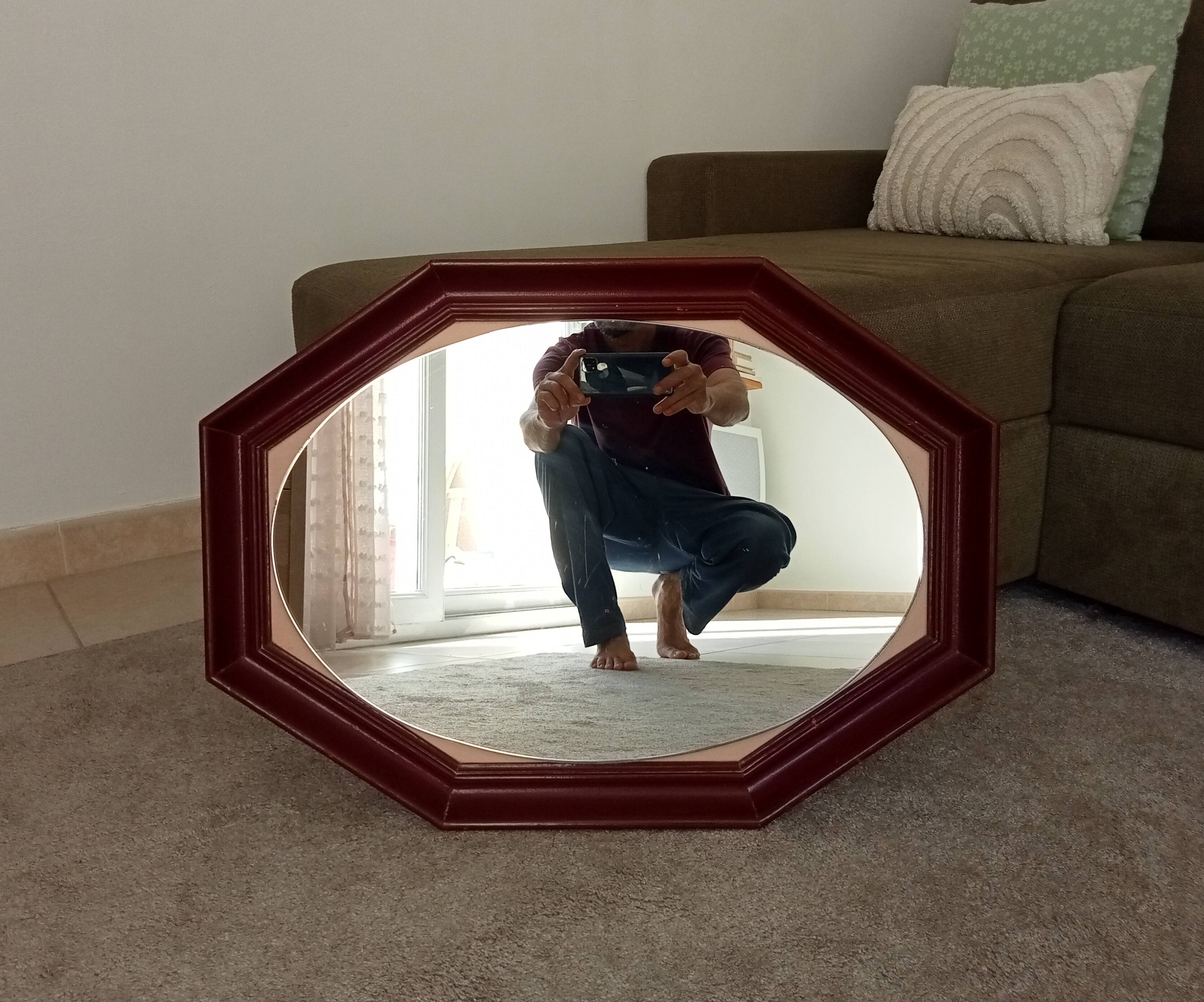 Miroir octogonale art déco en bois massif