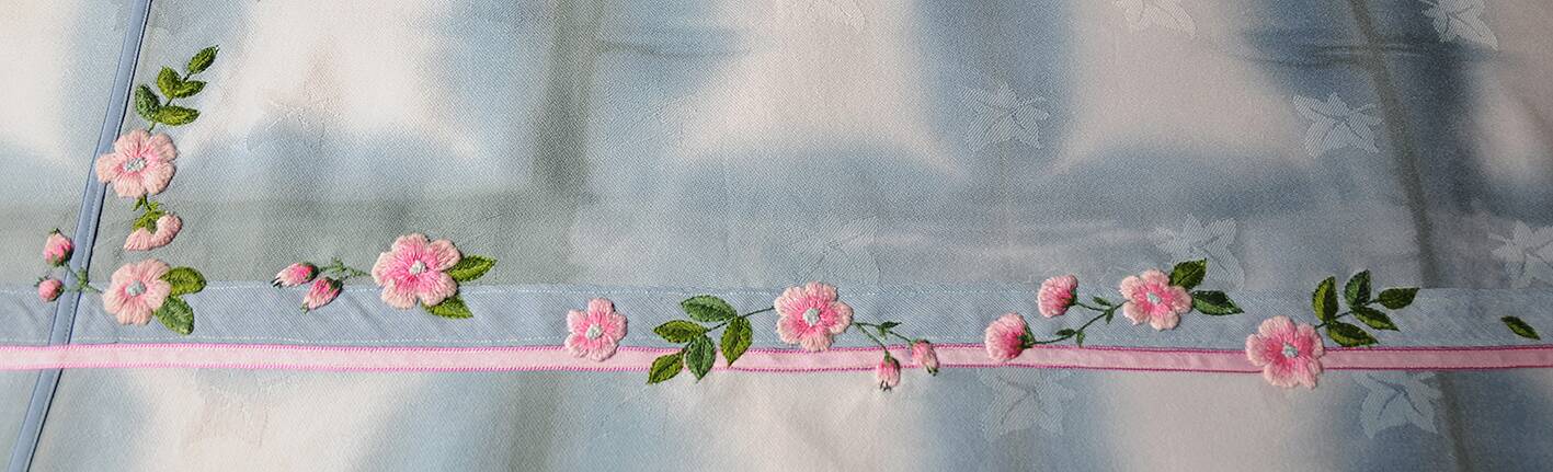 Hand embroidered tablecloth