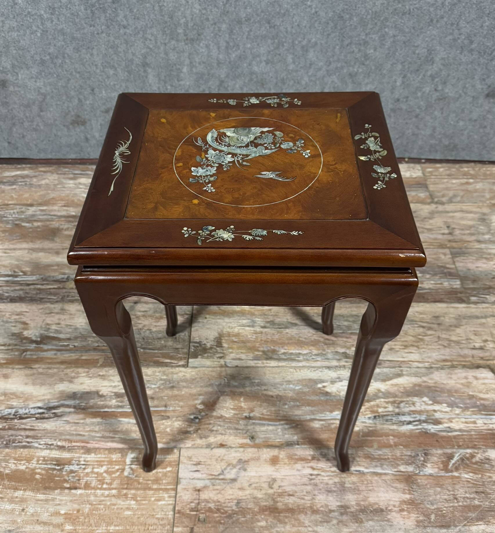 China 20th century: mahogany and burl saddle circa 1950