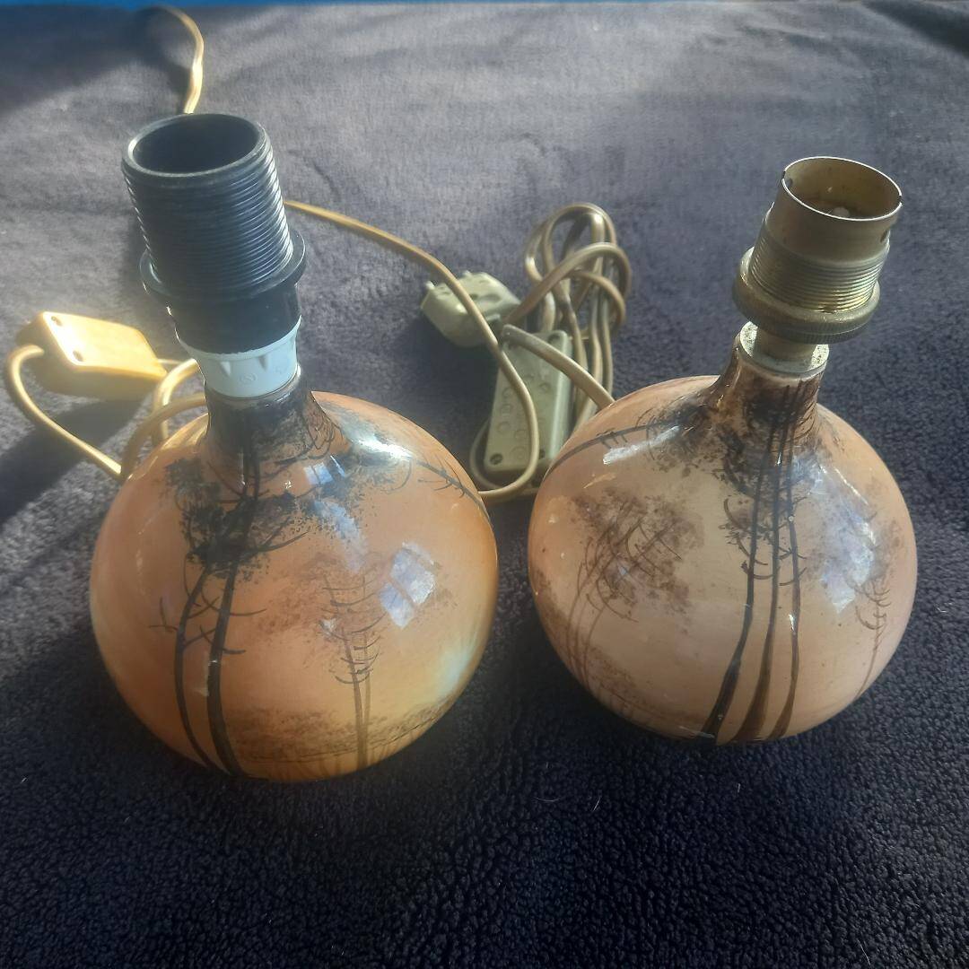 2 small old bedside lamps from Saint Jean du Desert or Berty, unsigned