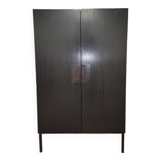“Jules & Jim” Office or Dresser Cabinet, in solid wood, metal base - Designer Julie Prisca