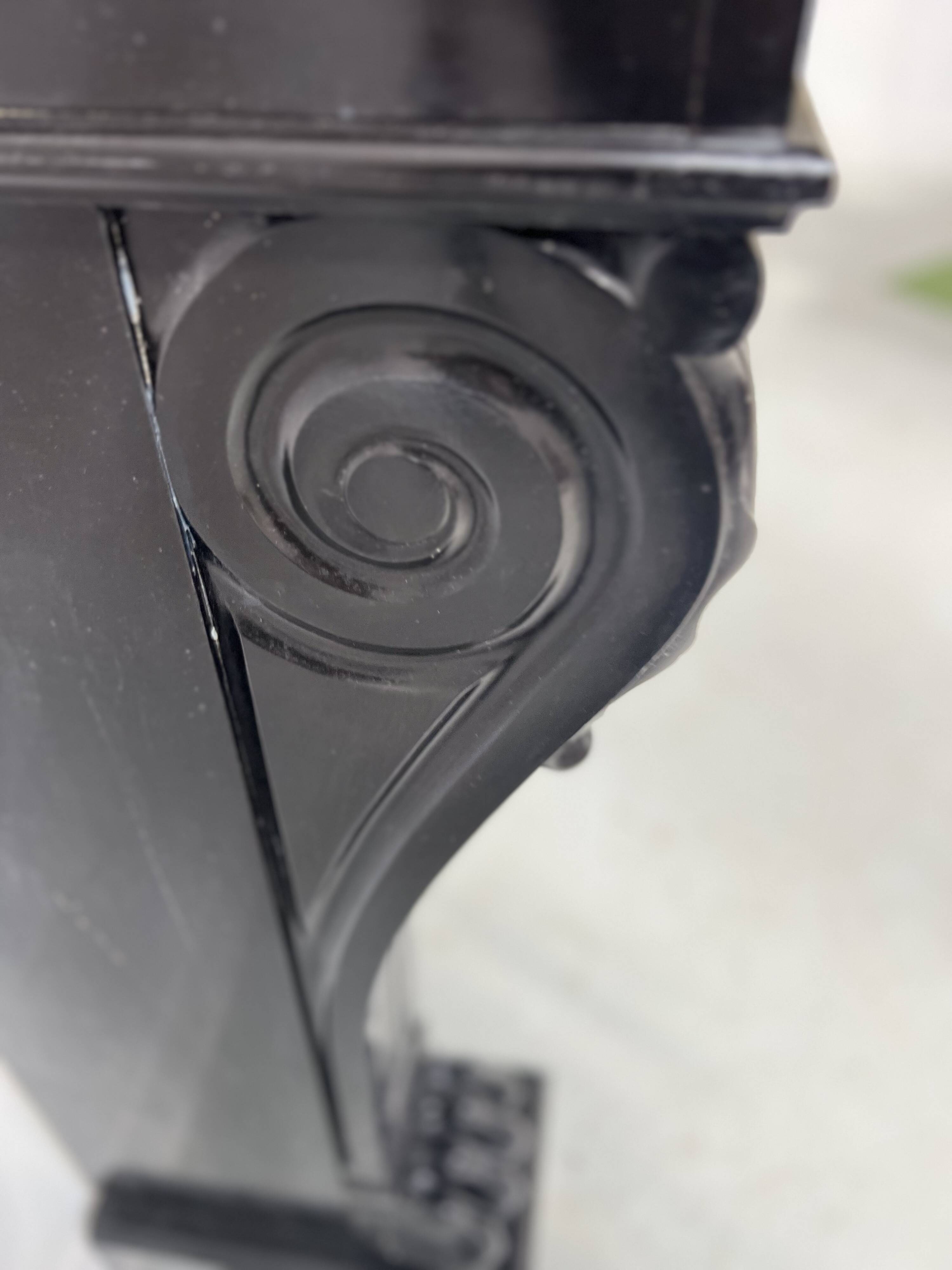 Napoleon III fireplace with claw feet in black marble, 19th century