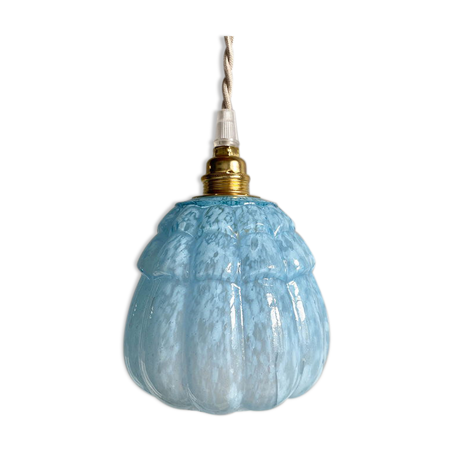 Sky blue opaline globe suspension