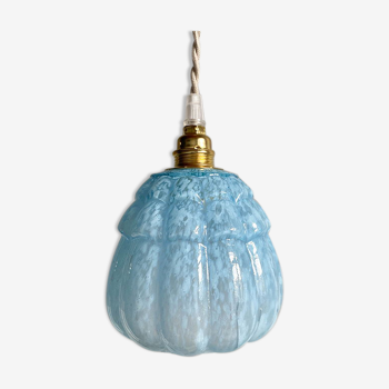 Sky blue opaline globe suspension