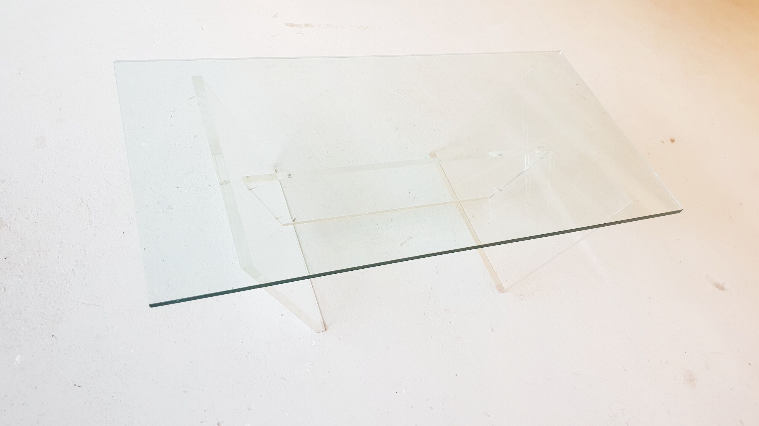 Glass and plexiglass coffee table 1970