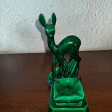 Saint Clement earthenware ashtray representing 1 doe signed Green