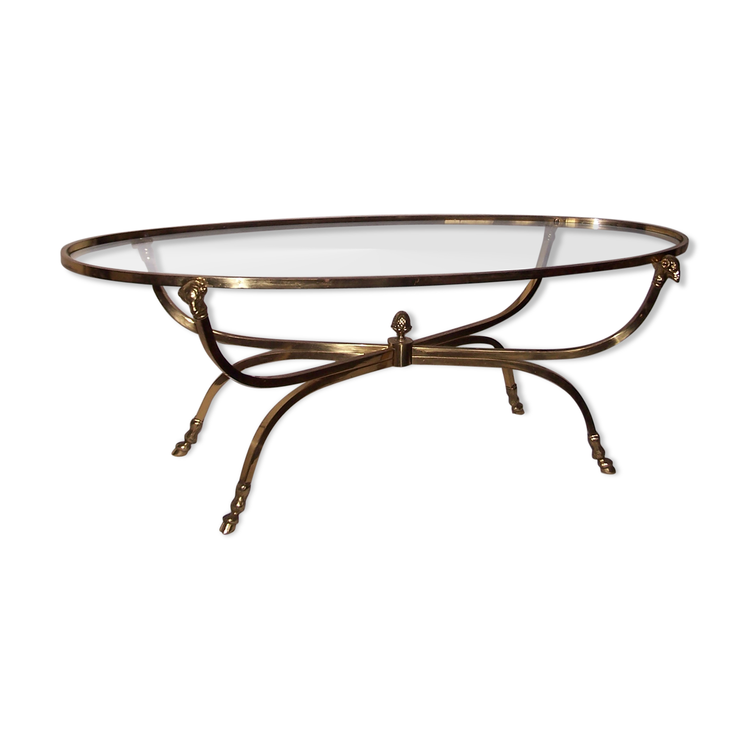 Italian coffee table oval ram feet - 60s