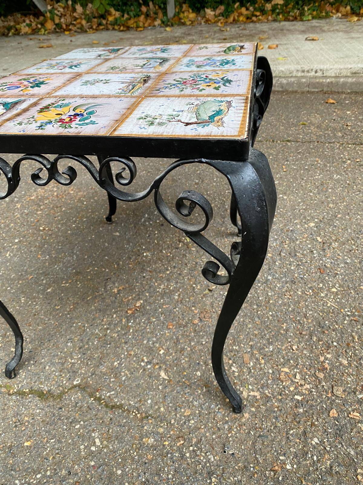 1960s ceramic coffee table, black and beige steel