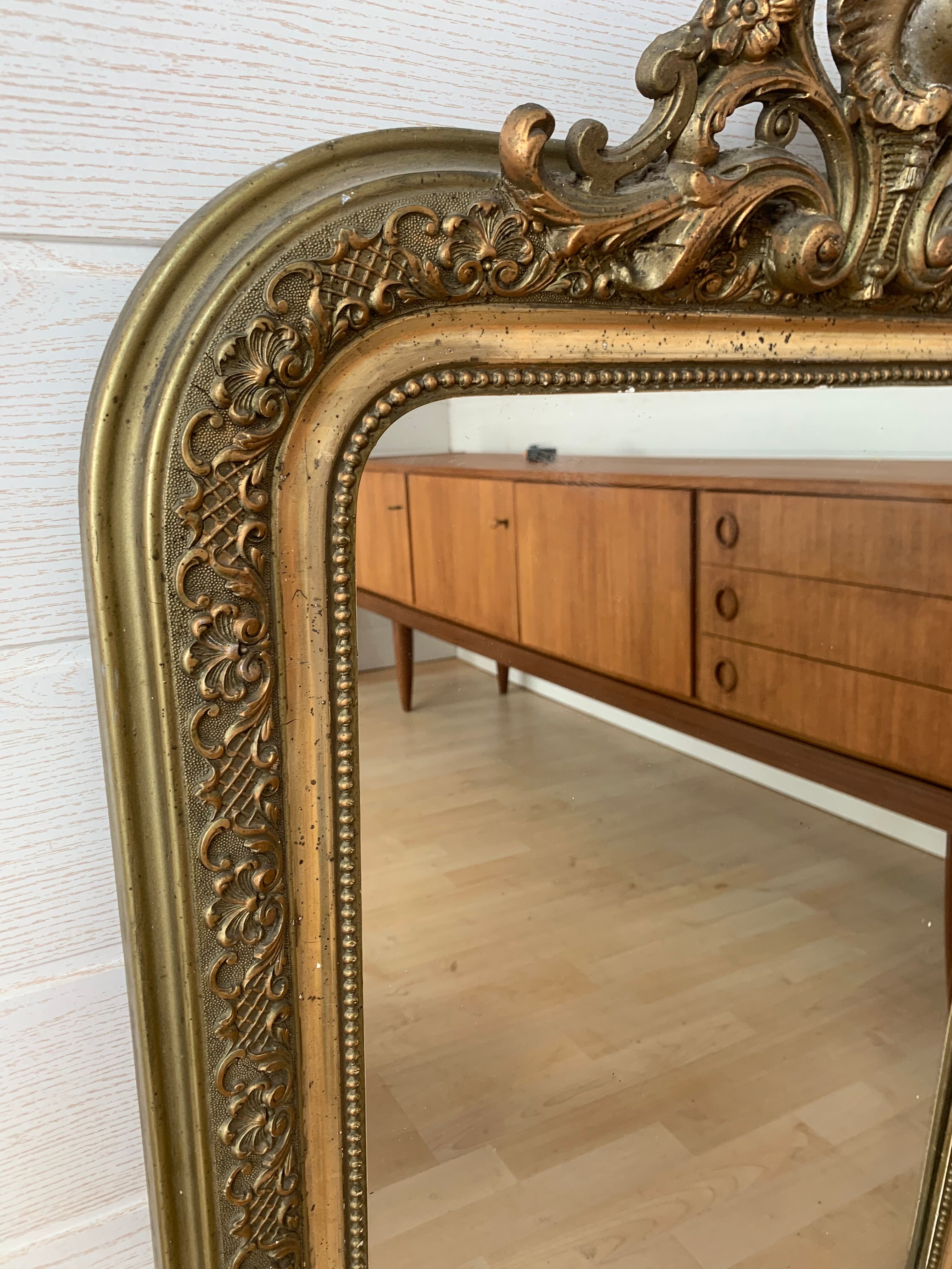 Old pediment mirror louis Philippe 19th - 65x100