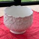 Pot cover slurry in glazed ceramic white vintage floral pattern