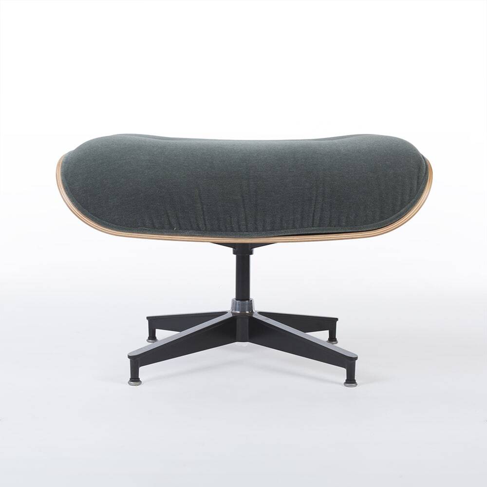Green Mohair & Walnut Herman Miller Original Eames Tall Lounge Chair & Otto