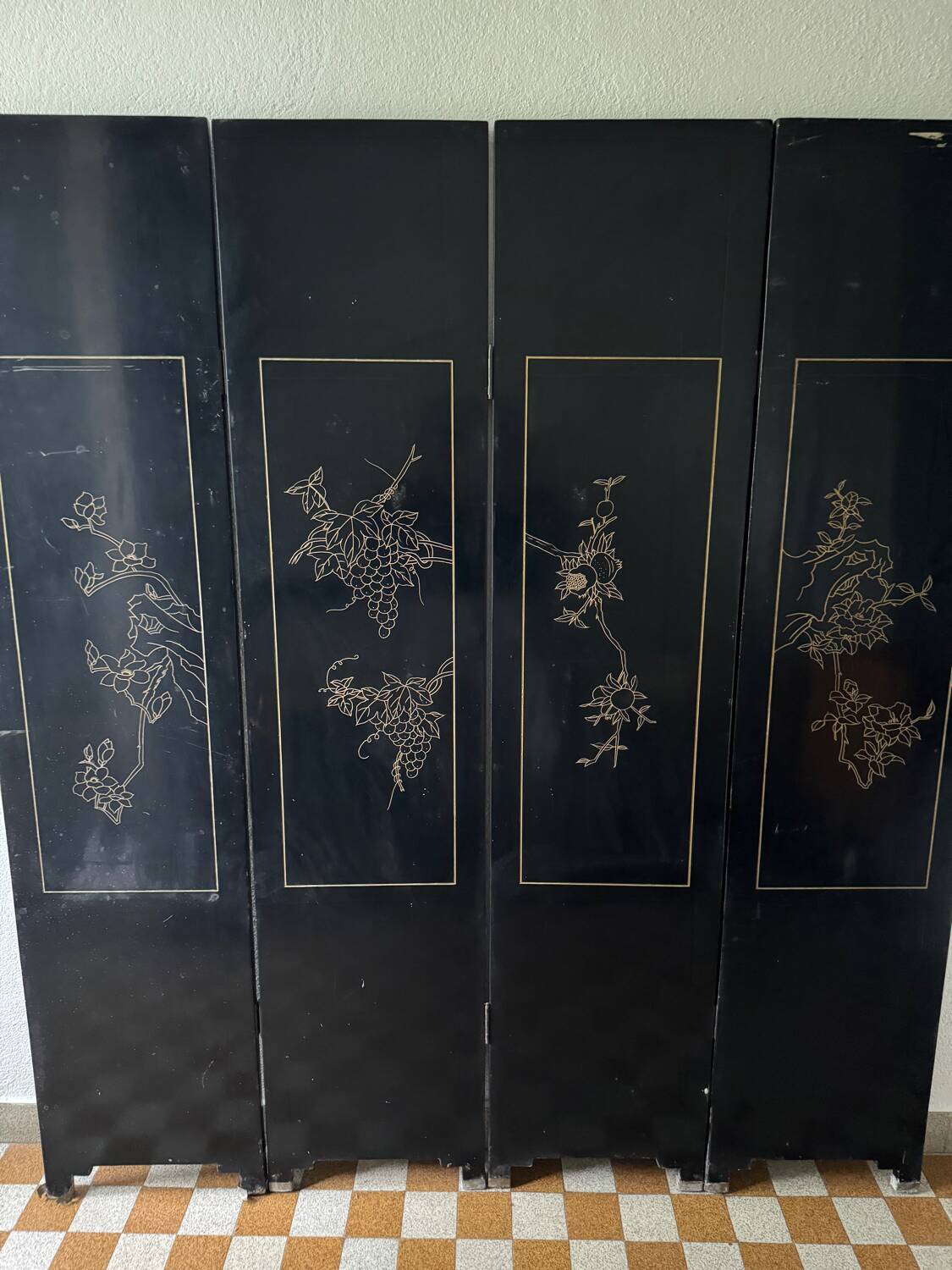 Antique Chinese lacquer screen