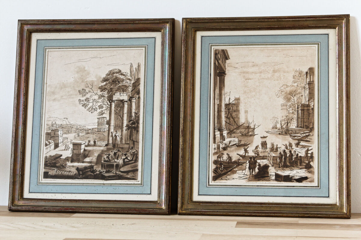 Paire de gravures encadrées, Claude Lorrain