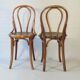 Set of 2 Thonet wooden seat bistro chairs N°18 1/2, Circa 1920
