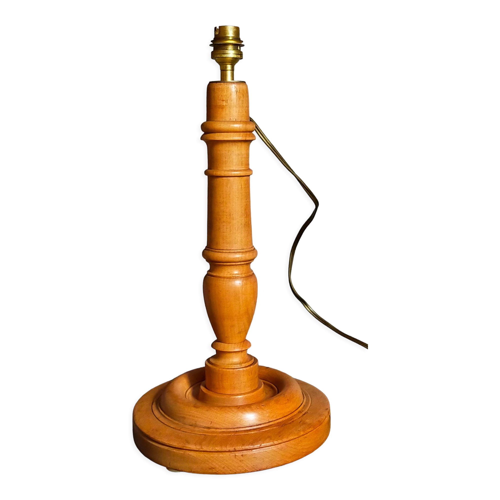Old solid turned wooden lamp base