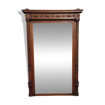 Important miroir style Renaissance en noyer / Haut 183 cm