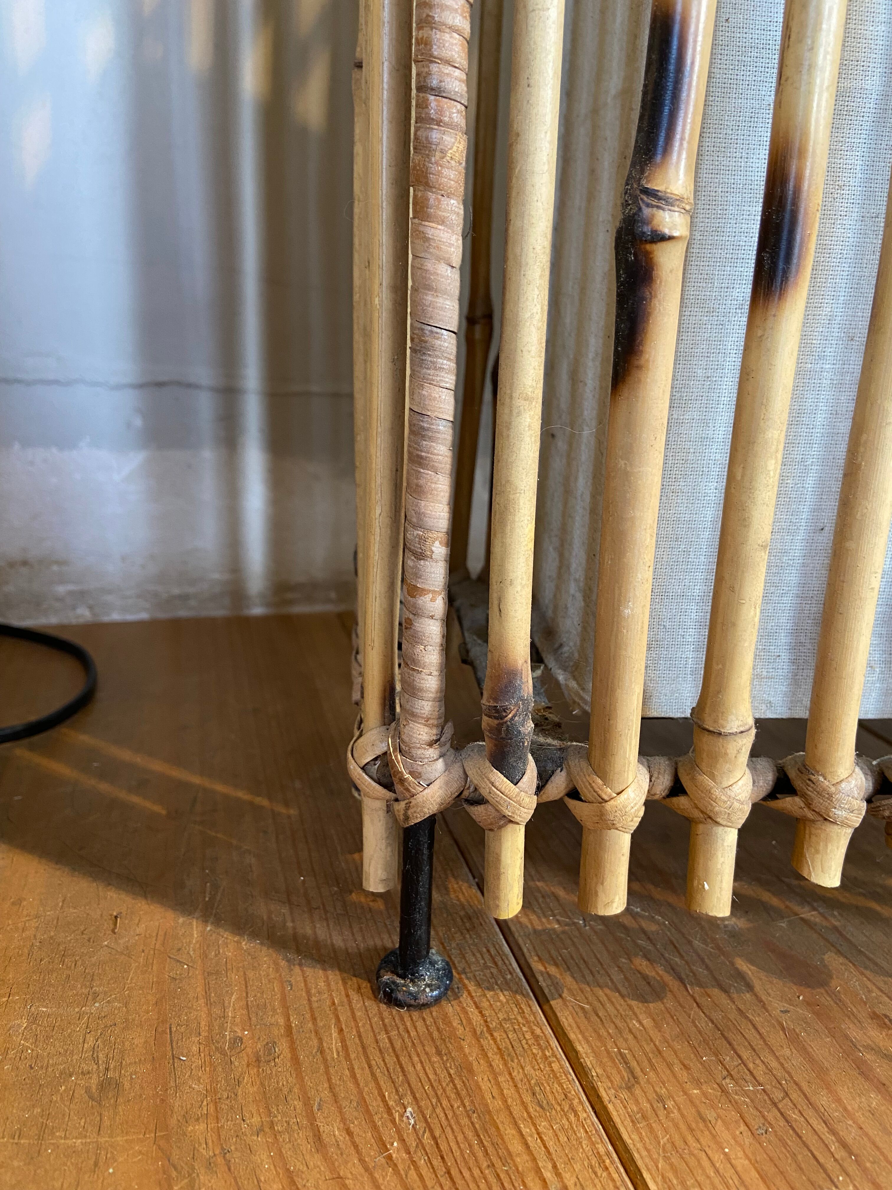 Pair of bamboo and canvas lamps year 70-80