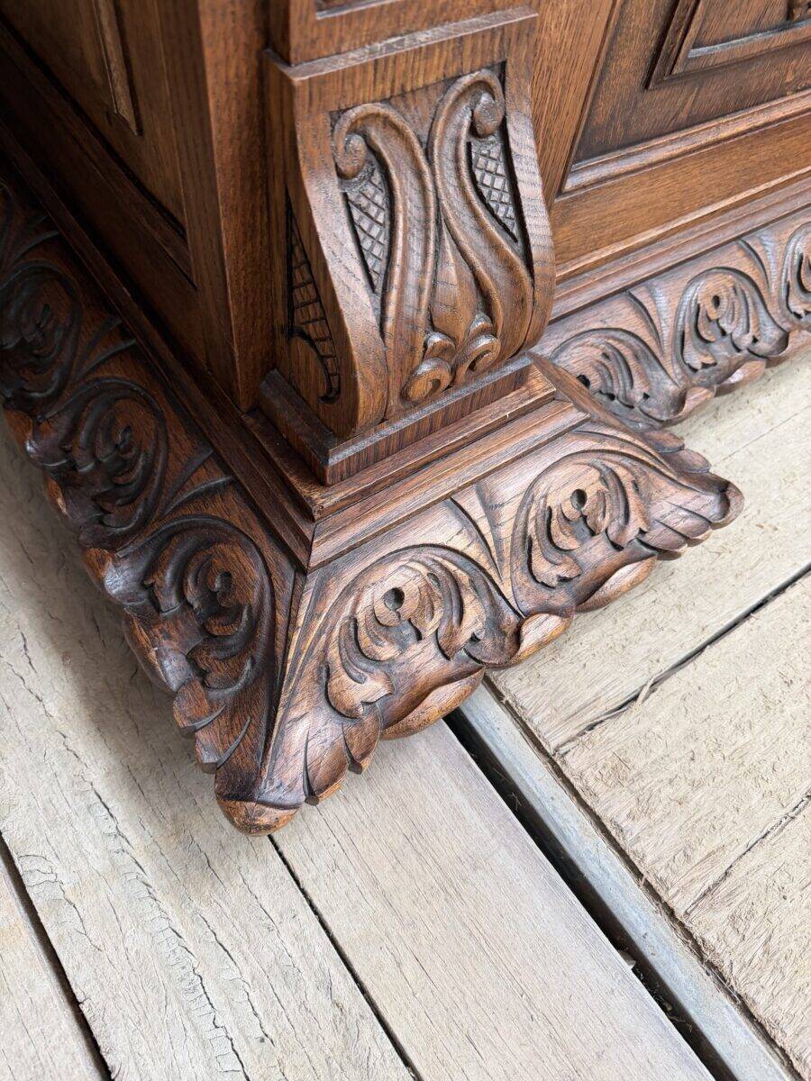 Large oak pharmacy display cabinet