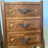 Set of 2 rosewood and marquetry bedside tables