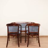 Ensemble de salon Thonet, en bois et jacquard bleu, 1910