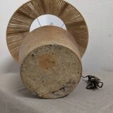 XXL vintage lamp in glazed stoneware and jute rope