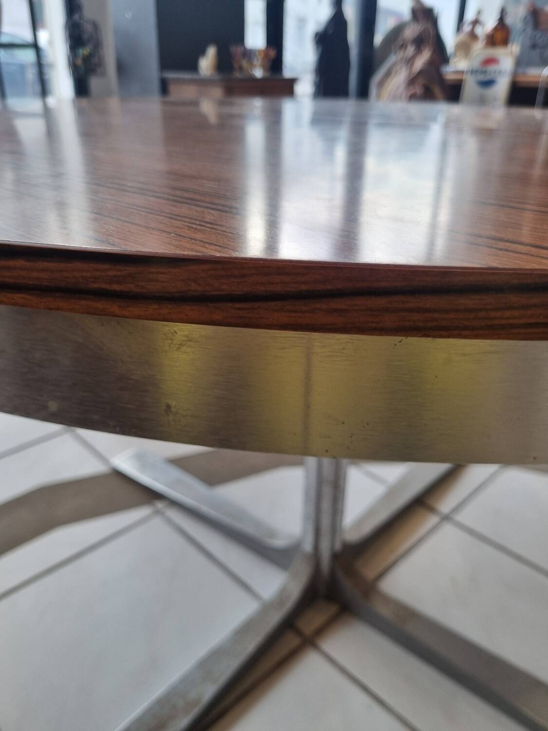 Vintage formica table with chrome leg and extension