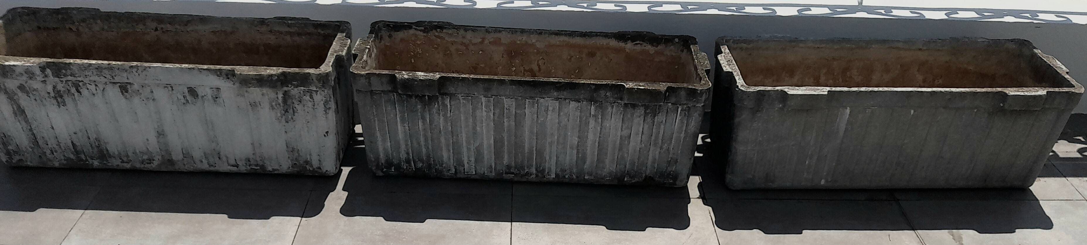 Set of 3 vintage 1960s fiber cement planters