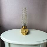 Art Deco France bedside lamp, brass with glass shade, '30s