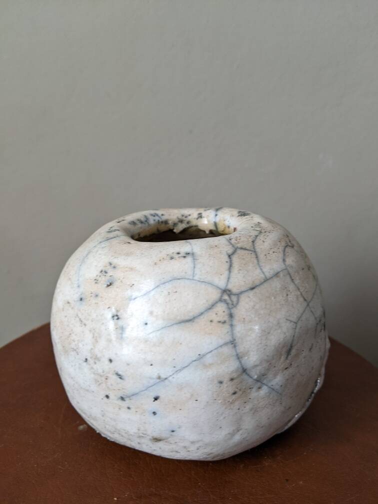 Handmade vase, Raku pottery, Japanese style, Japandi ceramics