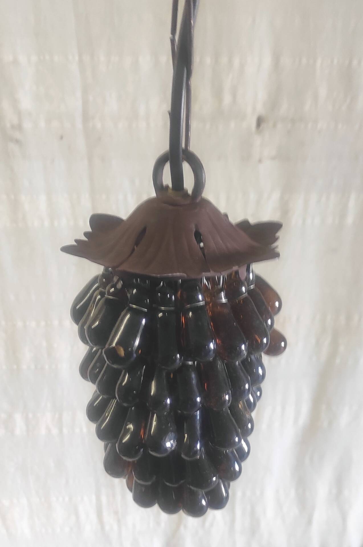 Amber Murano glass cluster pendant - mid 20th century
