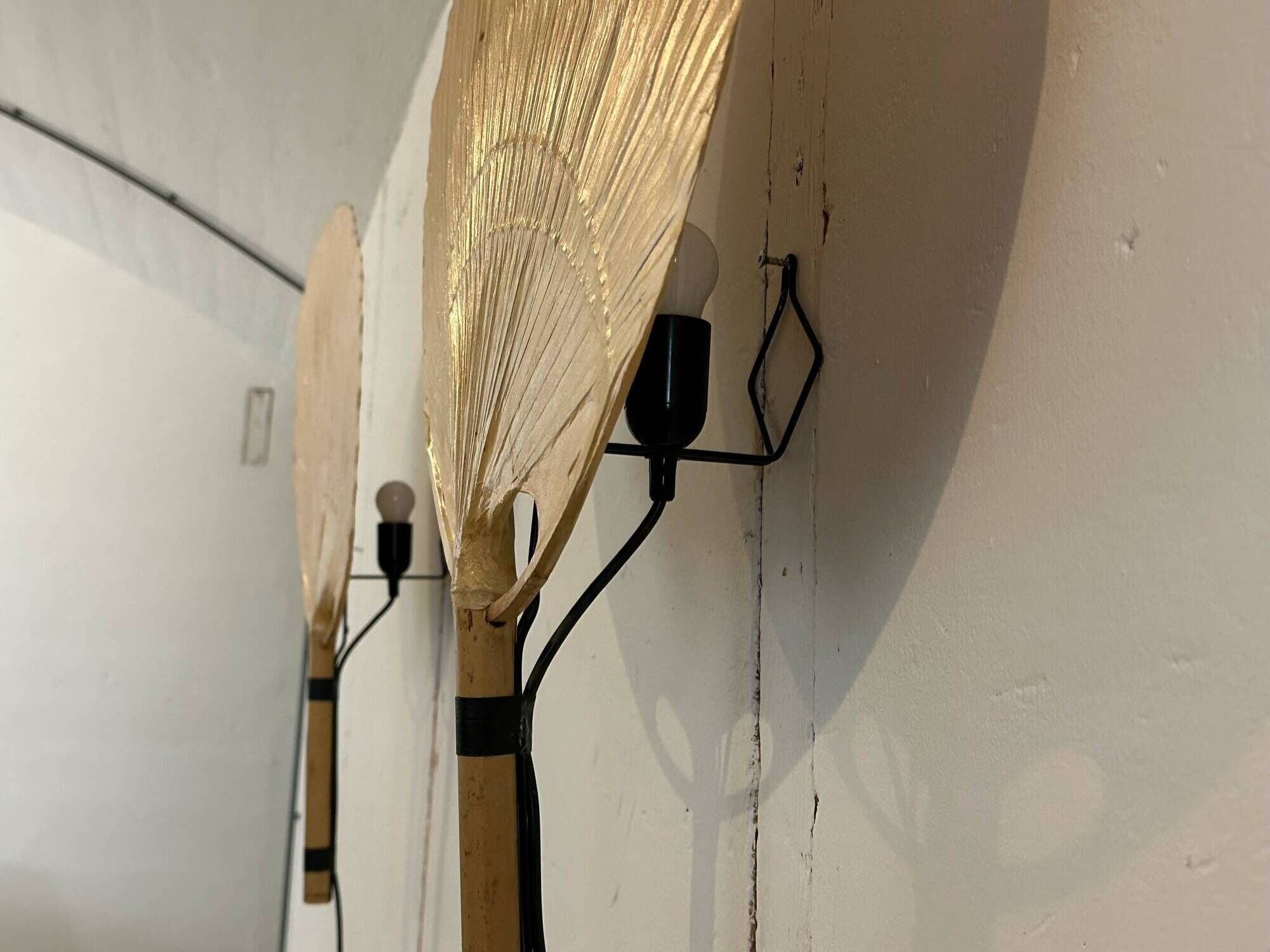 Pair Of Ingo Maurer Uchiwa III Wall Lamps For M-Design, 1973