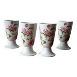 4 mazagrans vintage avec décor floral, tasses à café rustique